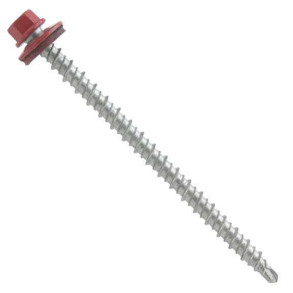 #10x3" Hi-Lo Mini-Driller EPDM Washered Metal Roofing/Siding Fasteners 250 pcs Crimson Red