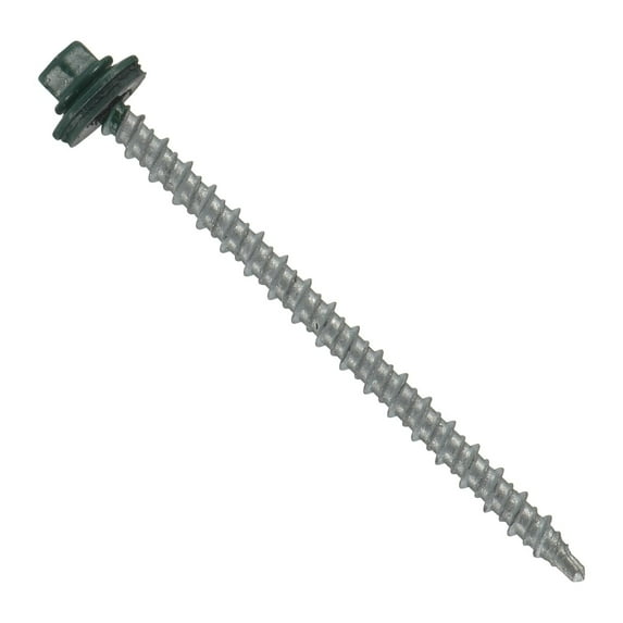 #10x3" Hi-Lo Mini-Driller EPDM Washered Metal Roofing/Siding Fasteners 250 pcs Green/Ivy Green