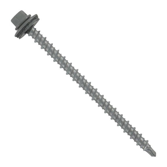 #10x3" Hi-Lo Mini-Driller EPDM Washered Metal Roofing/Siding Fasteners 250 pcs Light Gray