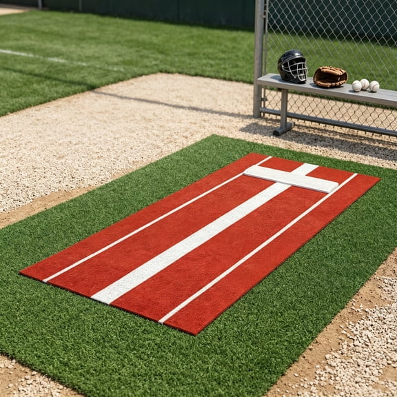 10x3 ft Fastpitch Pitching Mat for Softball & Baseball Portable Training Equipment with Anti-Slip Bottom, Built-in Fade-Resistant Markings & Shock-Absorbing 5mm EVA Foam