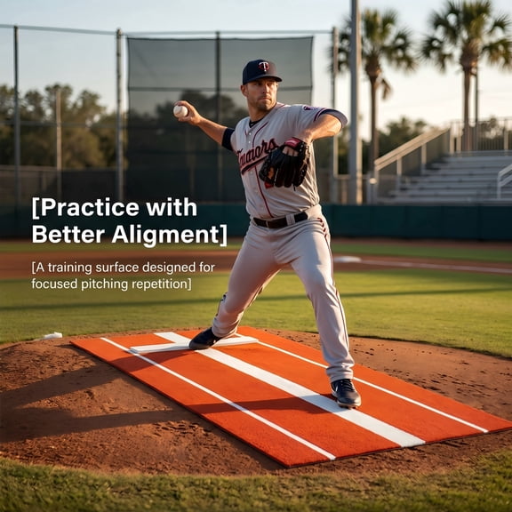 10x3 ft Softball/Baseball Pitching Mat with Anti-Slip Rubber Mound - High Traction,Portable Fastpitch Training Aid for Indoor/Outdoor Practice