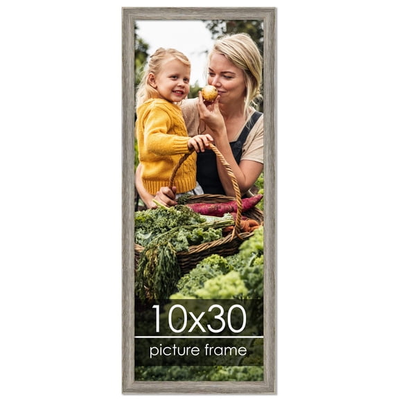 10x30 Distressed Grey Wood Picture Panoramic Frame - Includes UV Acrylic, Backing & Hanging Hardware