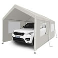 thumbnail image 1 of 10x30 FT Heavy-Duty Portable Carport Garage Tent with Windows - Ideal Outdoor Storage Shelter in White. Perfect for Protecting Vehicles and Equipment from the Elements!, 1 of 6