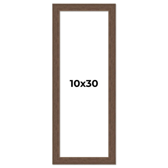 10x30 Frame Brown Farmhouse Solid Wood Picture Frame Width 1.5 Inches | Interior Frame Depth 0.5