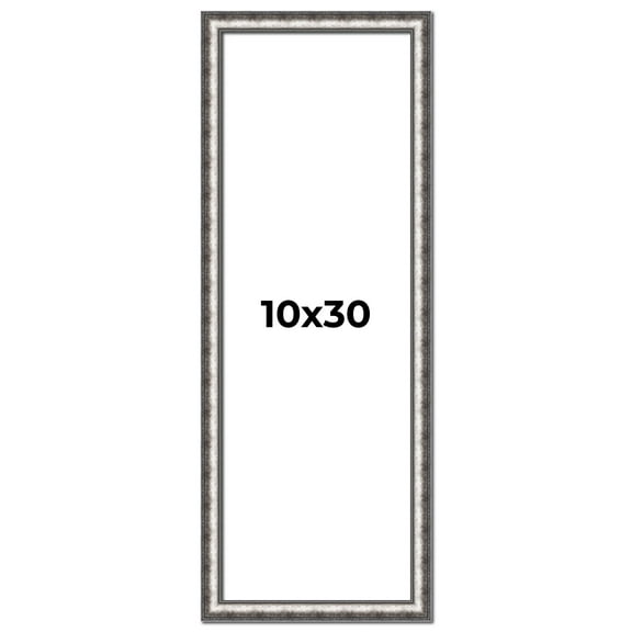 10x30 Frame Silver Real Wood Picture Frame Width 1.125 Inches | Interior Frame Depth 0.5 Inches |
