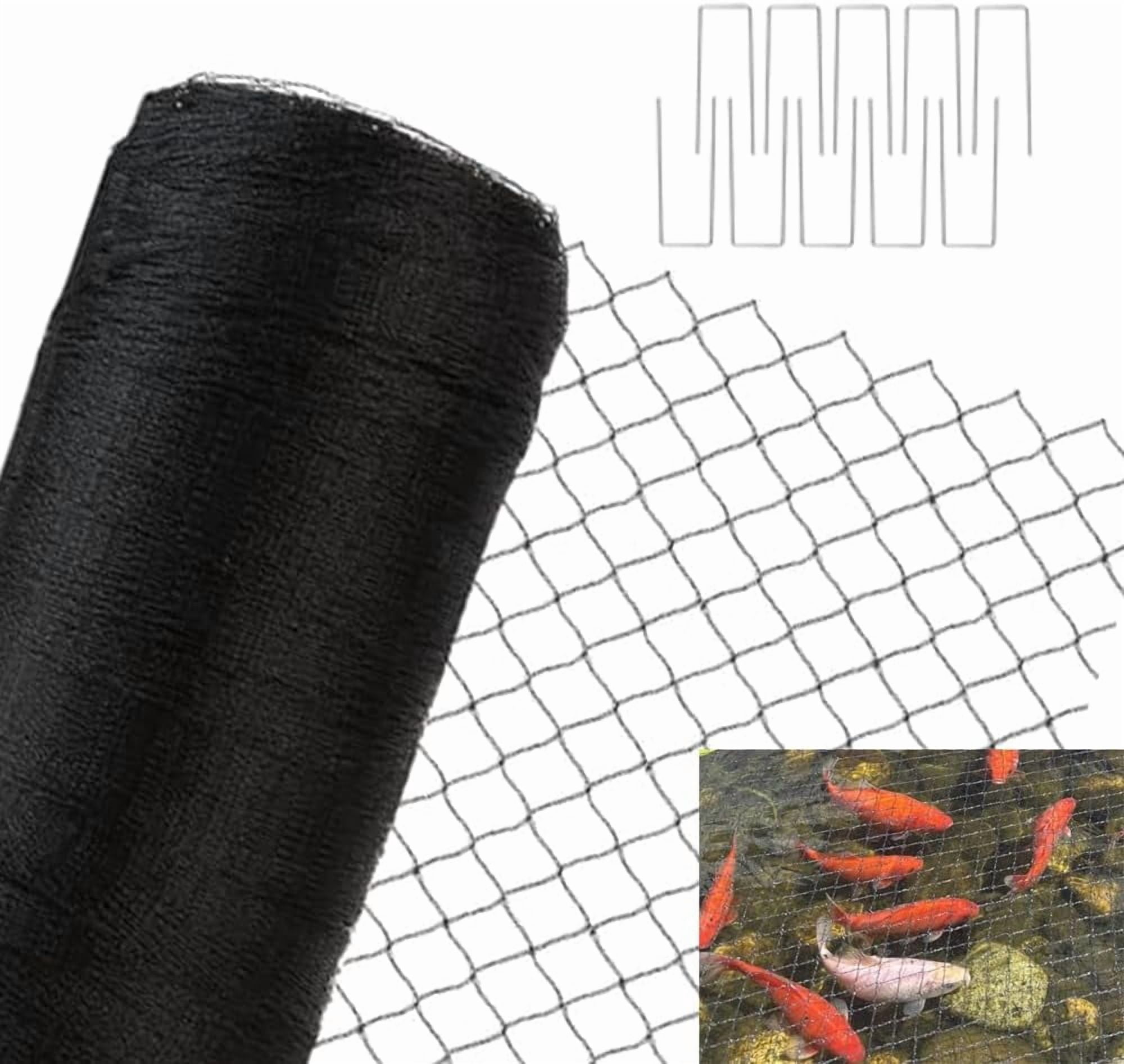 10x30 Ft Pond Netting for Leaves, 1/2 in Fine Mesh, Strong Woven Koi ...