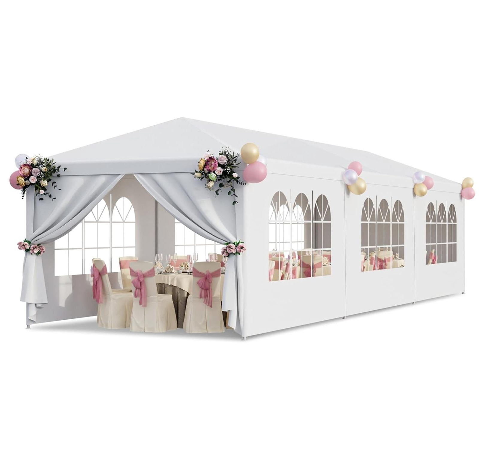 2025 Upgraded 10x30 FT Party Tent – Heavy-Duty All-Steel Frame Gazebo With 8 Removable Sidewalls, White Canopy, Perfect For Weddings, Events, And Backyard Gatherings