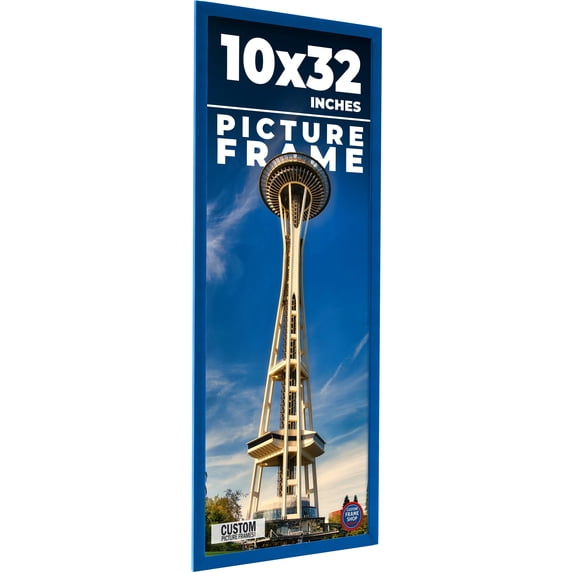 10x32 Classic Modern Blue Picture Frame - UV Acrylic, Foam Board Backing, Hanging Hardware