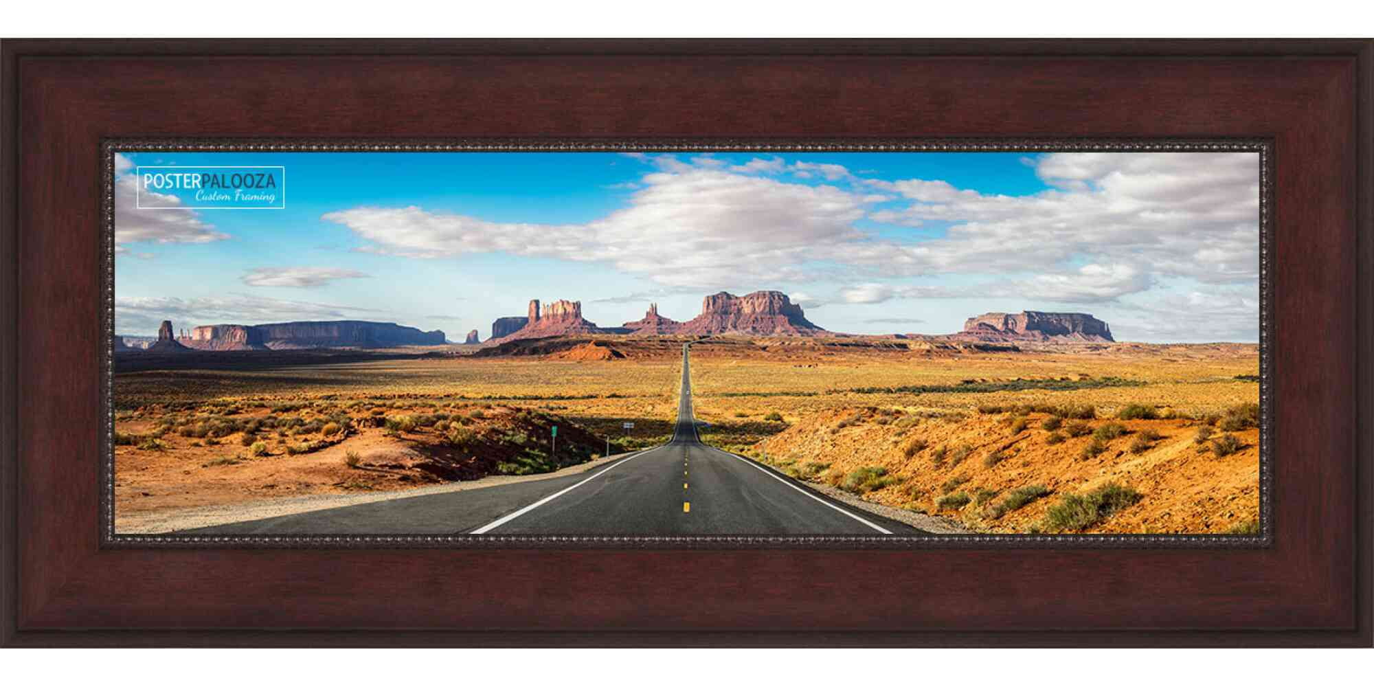 Poster Frame Backing 10x32 Distressed Brown Picture Frame - UV Acrylic, Foam Board Backing ...
