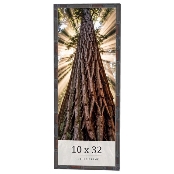 10x32 Frame Brown Bamboo with Dark Coffee/Walnut Finish | Solid Wood Picture Frame Width 0.75
