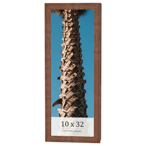 10x32 Frame Brown Farmhouse Solid Wood Picture Frame Width 1.5 Inches | Interior Frame Depth 0.5