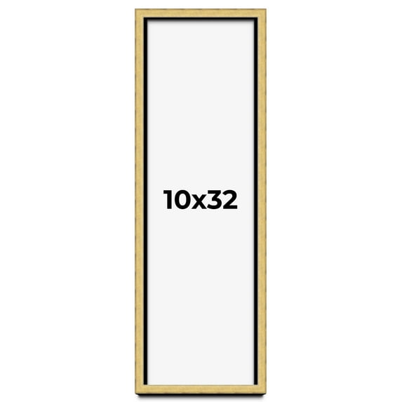 10x32 Shadow Box Frame Gold | 1.375 Inches Deep Real Wood Contemporary Shadowbox Display Frame | UV