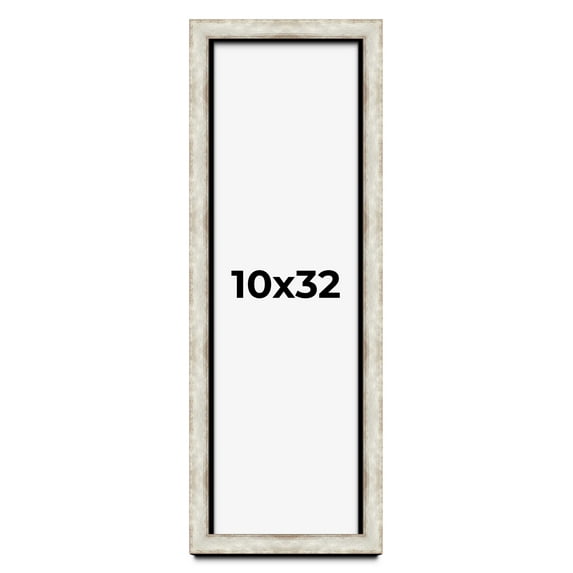 10x32 Shadow Box Frame Silver | 1.625 Inches Deep Real Wood Contemporary Shadowbox Display Frame |