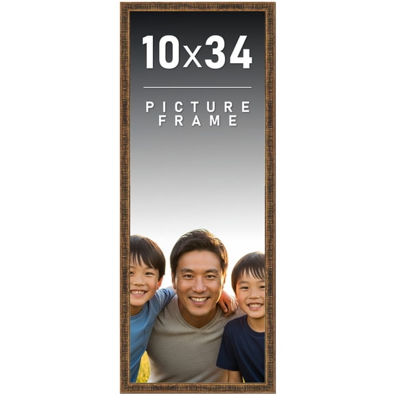 10x34 Frame Gold Solid Wood Picture Frame - Complete Modern Photo Frame Includes UV Acrylic