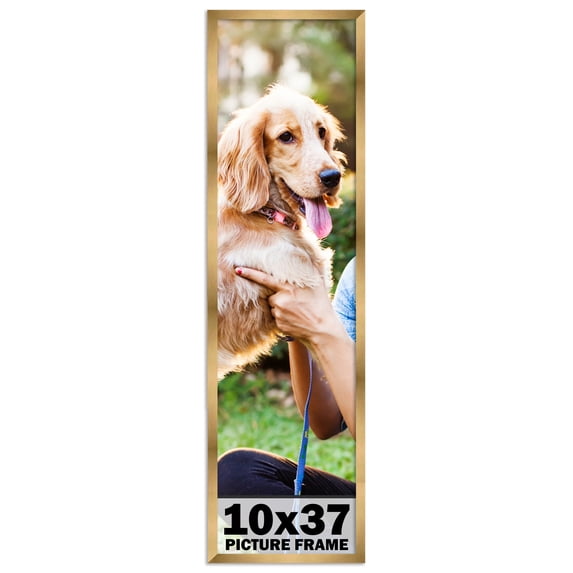 10x37 Frame Gold Bronze Modern Solid Wood Picture Frame | 0.75 Inch Moulding Width | Includes UV