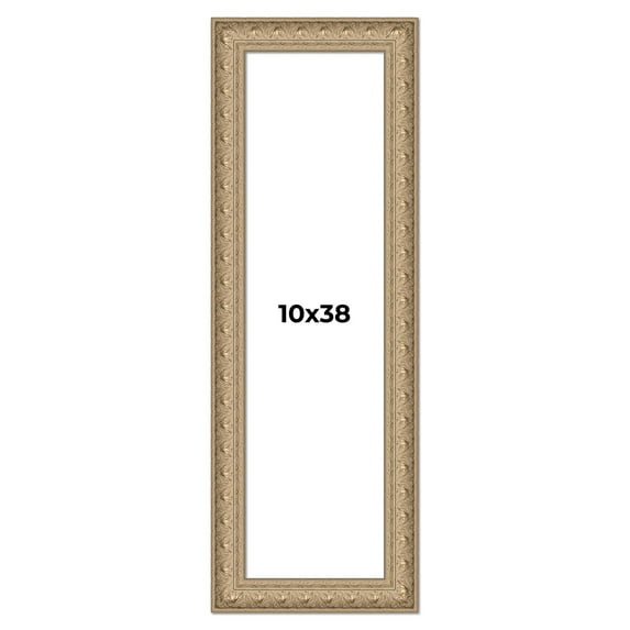10x38 Frame Ornate Silver Beaded Solid Wood Picture Frame Width 2.5 Inches | Interior Depth 1