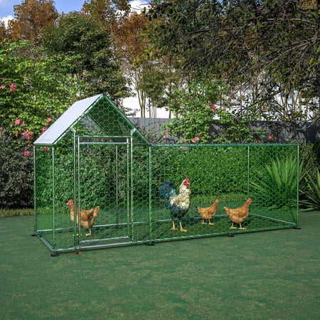 10x3FT Metal Chicken Coop Run Backyard Hen House Poultry Habitat Cage w/Cover