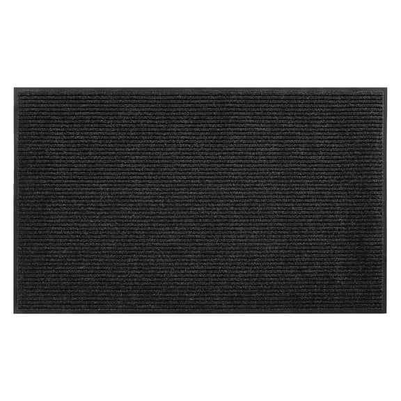 10x3ft Commercial Front Door Mat Indoor Outdoor Heavy Duty Washable PVC Backing Striped Industrial Carpet Entry Rug for Hallway Balcony Garage Grey