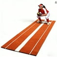 thumbnail image 1 of 10x3ft PE+PP Softball Pitching Mat, Baseball Pitching Mat, Softball Pitching Mat with Rubber, Red, Anti-Fade Turf & Anti-Slip Foam Backing, Fast Pitch Equipment for Indoor Gym Pitcher Drills, 1 of 8