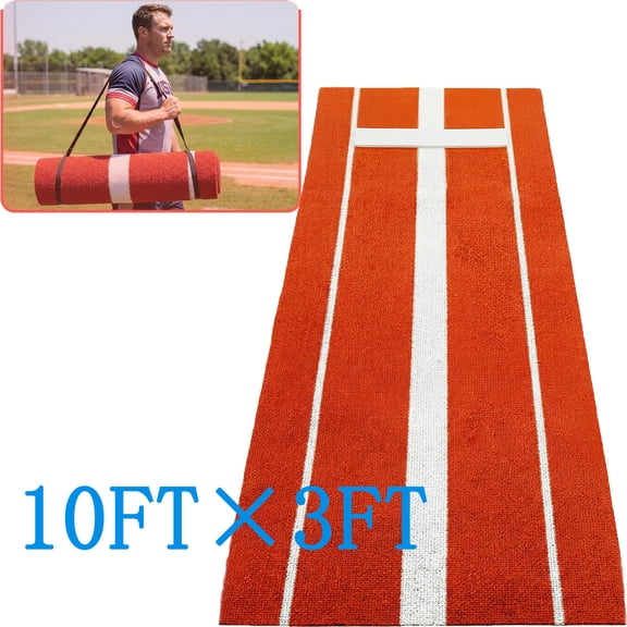 10x3ft Softball Pitching Mat, High Density Anti Fading Lawn Baseball Hitting Mat, Anti-Slip Pitch Practice Mat, Indoor Outdoor Pitching Training Aid with Soft Rubber for Kids/Adults Fastpitch