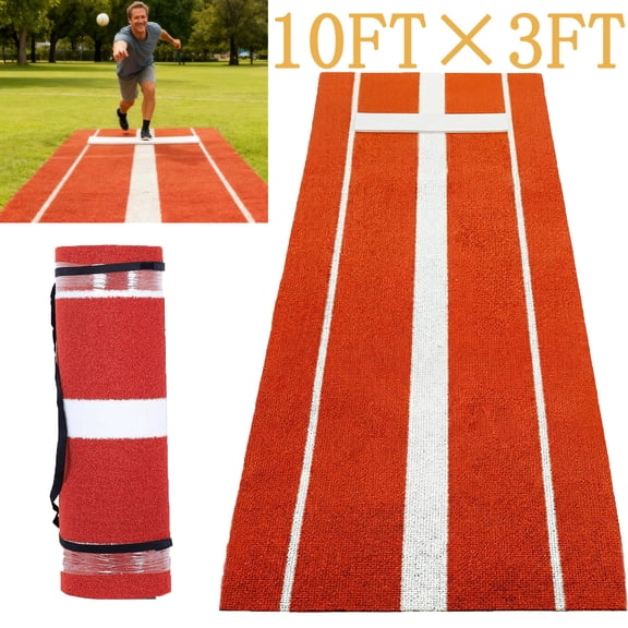 10x3ft Softball Pitching Mat, Thickened Upgraded Version Baseball Training Mat, Portable Fastpitch Training Aid with Rubber Mound for Home Field Practice