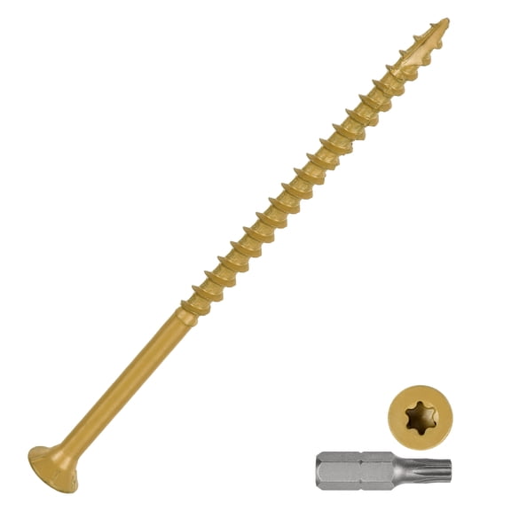 #10x4"  Deck Screws - 400Pack - Good for Decks, Fences, Frames, Farms, Outdoor Furniture - Carbon Steel Wood Screws W/ T25 Torx Star Drive Bit - Tan
