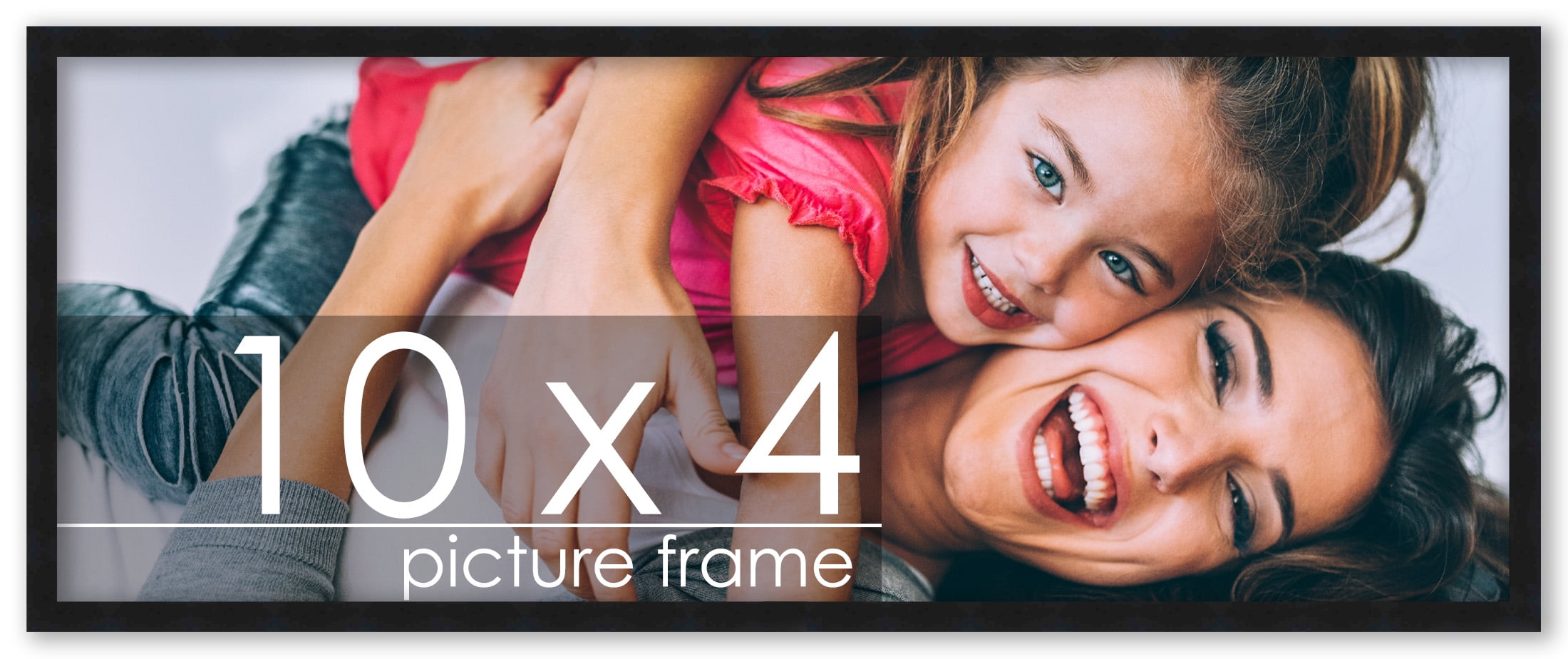 10x4 Frame Black Wood Picture Frame - UV Acrylic, Foam Board