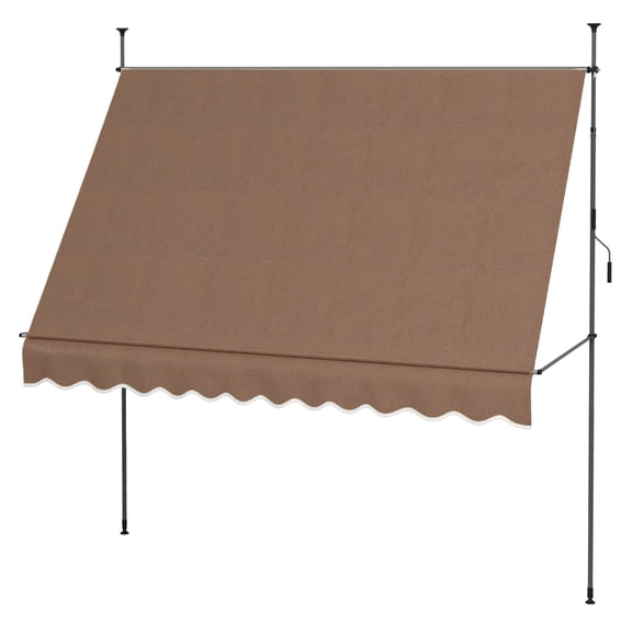 10x4 ft Retractable Awning, Patio Door Window Cover, UV Protection, Non-Screw Mount, Adjustable Angle, Coffee