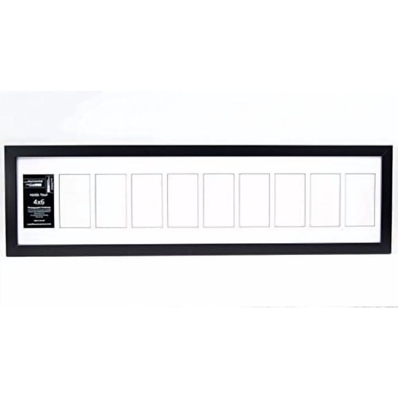 [10x40 10 Opening Glass Face Black Picture Frame to hold 4 by 6 Photographs including 10 by 40 inch White Mat Collage$$Home Decor, Kitchen, & Other