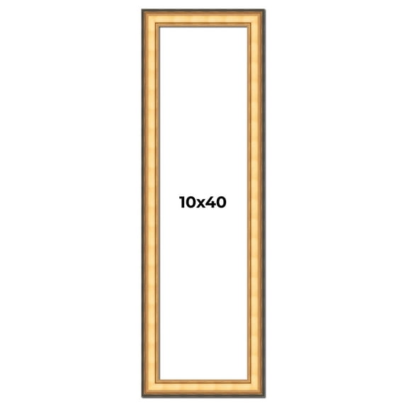 10x40 Frame Gold Plein Aire Solid Wood Picture Frame Width 2 Inches | Interior Frame Depth 0.5