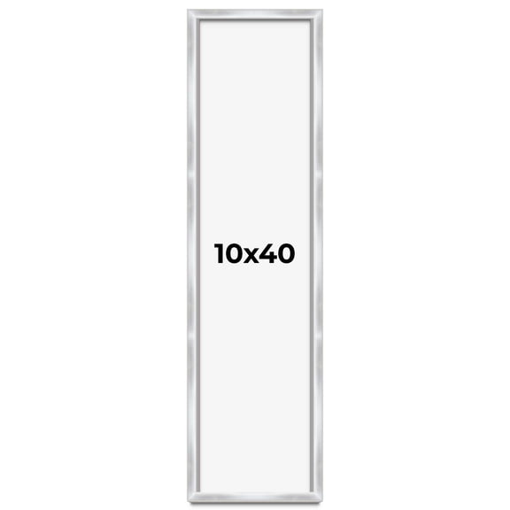 10x40 Frame Silver Whitewashed Wood Grain Solid Wood Shadow Box | 0.75 Inch Moulding Width | 0.75