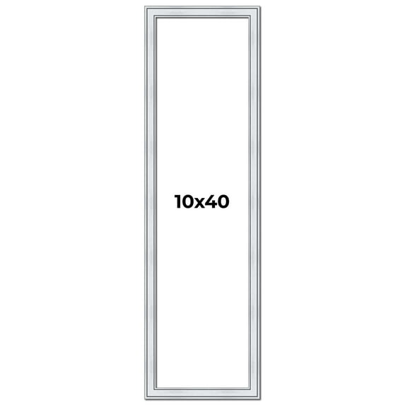 10x40 Frame Sterling Silver Solid Wood Picture Frame | 1.25 Inch Moulding Width | 0.75 Inch