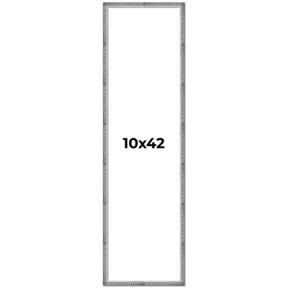 10x42 Frame Silver Grey Distressed Solid Wood Picture Frame | 0.75 Inch Moulding Width | Interior