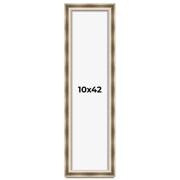 10x42 Shadow Box Frame Silver | 1.75 inches Deep Real Wood Traditional Shadowbox Display Frame | UV