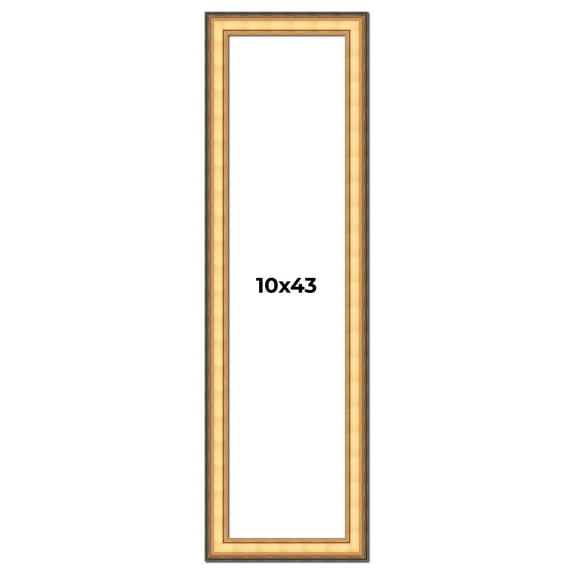 10x43 Frame Gold Plein Aire Solid Wood Picture Frame Width 2 Inches | Interior Frame Depth 0.5