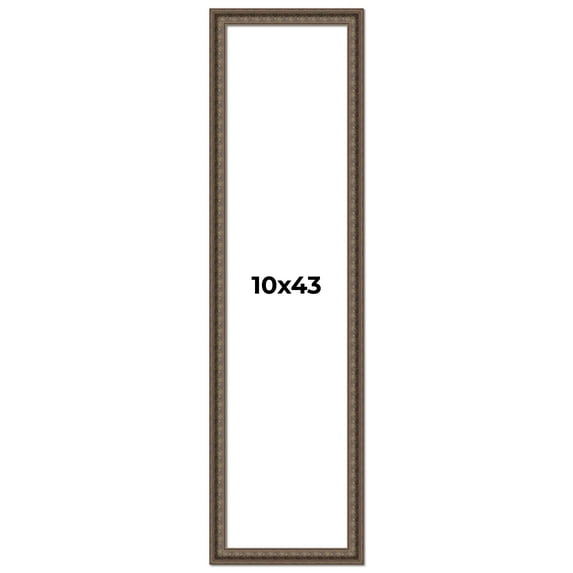 10x43 Ornate Brown Real Wood Picture Frame Width 1.5 Inches | Interior Frame Depth 0.5 Inches |