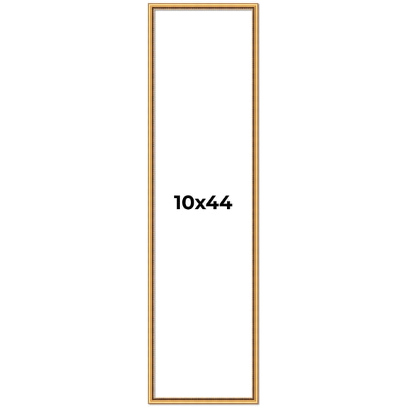 10x44 Frame Beaded Gold Solid Wood Picture Frame | 0.75 Inches Moulding Width | Liscio Oro