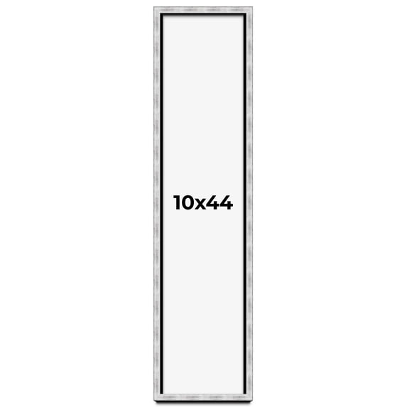 10x44 Frame Brushed Silver Solid Wood Picture Frame | 0.75 Inch Moulding Width | Rabbet Depth 0.75