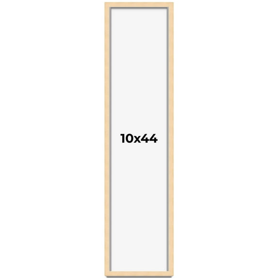 10x44 Frame Natural Wood Picture Frame | 0.75 Inch Moulding Width | with UV Acrylic Plexiglass,