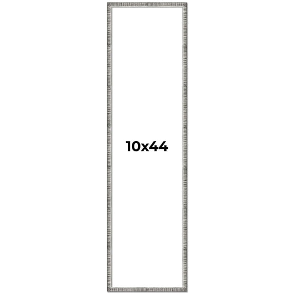 10x44 Frame Silver Grey Distressed Solid Wood Picture Frame | 0.75 Inch Moulding Width | Interior