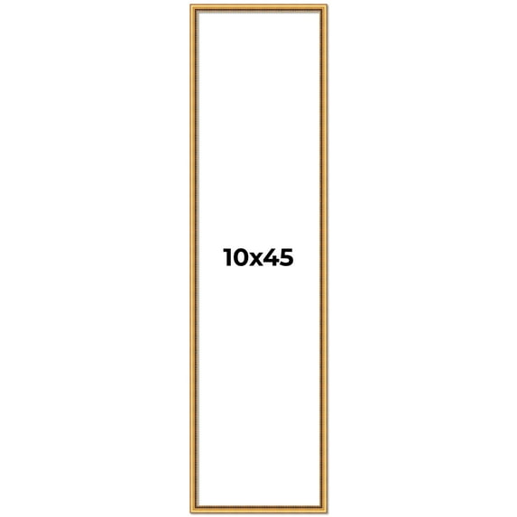 10x45 Frame Beaded Gold Solid Wood Picture Frame | 0.75 Inches Moulding Width | Liscio Oro