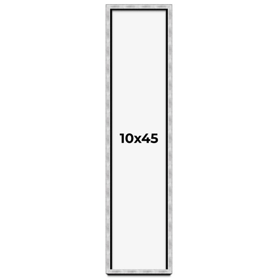 10x45 Frame Brushed Silver Solid Wood Picture Frame | 0.75 Inch Moulding Width | Rabbet Depth 0.75