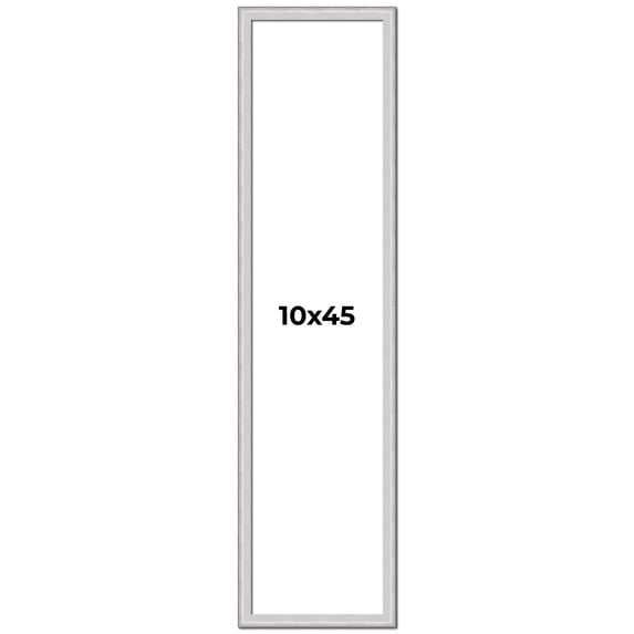 10x45 Frame Silver Inner Slope Bevel Picture Frame | 1 Inch Moulding Width | 0.75 Inch Rabbet Depth