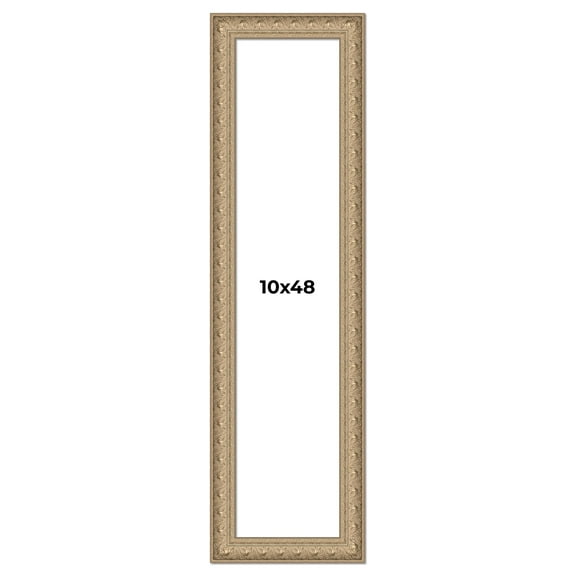 10x48 Frame Ornate Silver Beaded Solid Wood Picture Frame Width 2.5 Inches | Interior Depth 1