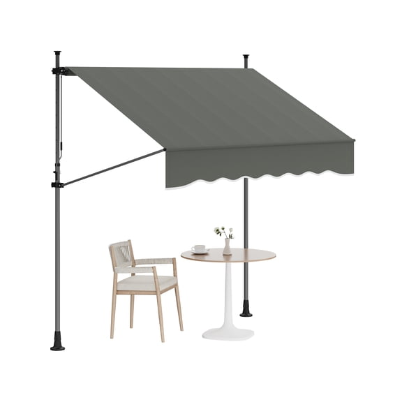 10x4FT Manual Retractable Patio Awning - Adjustable Angle & Height Sunshade Shelter with UV Protection for Windows, Doors, Patio & Deck, Gray