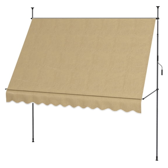 10x4ft Retractable Awning, Patio Door Window Canopy, UV Protection, Adjustable Angle, Beige