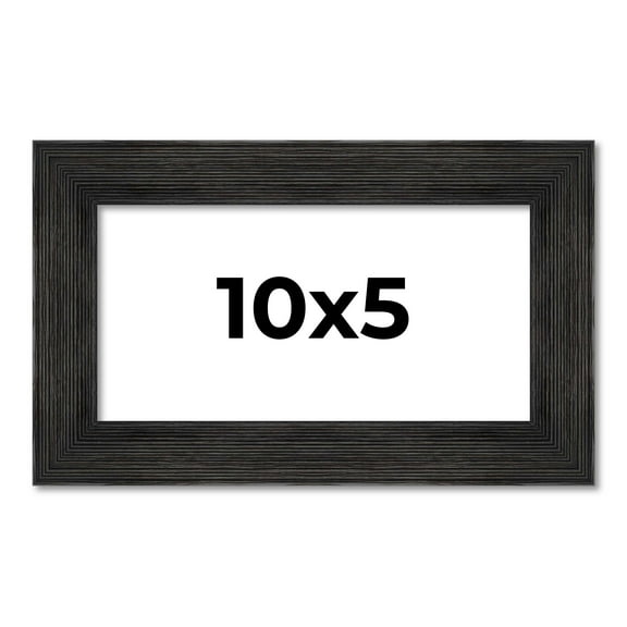 10x5 Frame Black Rustic Barnwood Solid Wood Picture Frame | 1.5 Inch Moulding Width | Includes UV