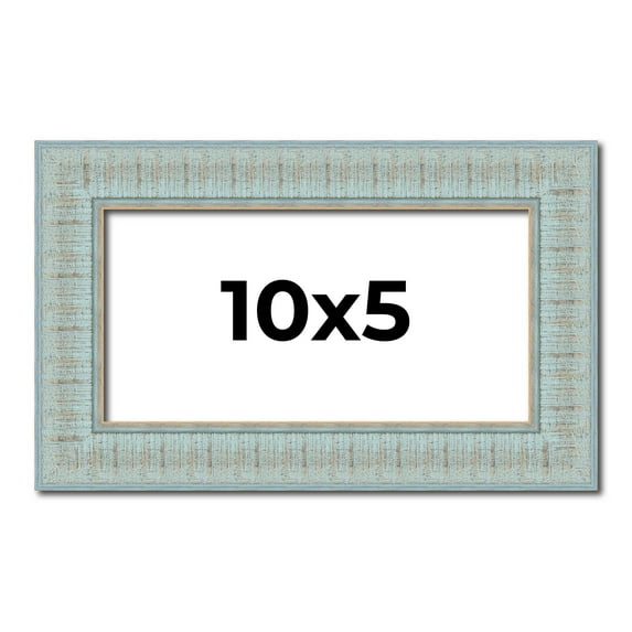 10x5 Frame Blue Teal Distressed Solid Wood Picture Frame | 1.625 Inch Moulding Width | Sonoma Blue