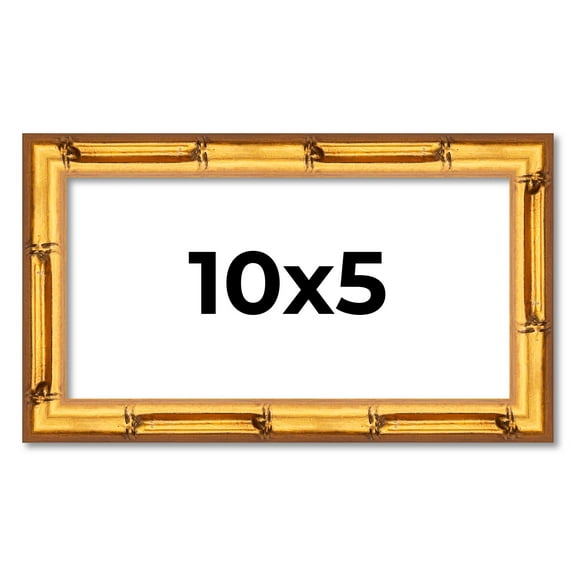 10x5 Frame Gold Bamboo Picture Frame - Complete Modern Photo Frame Includes UV Acrylic Shatter