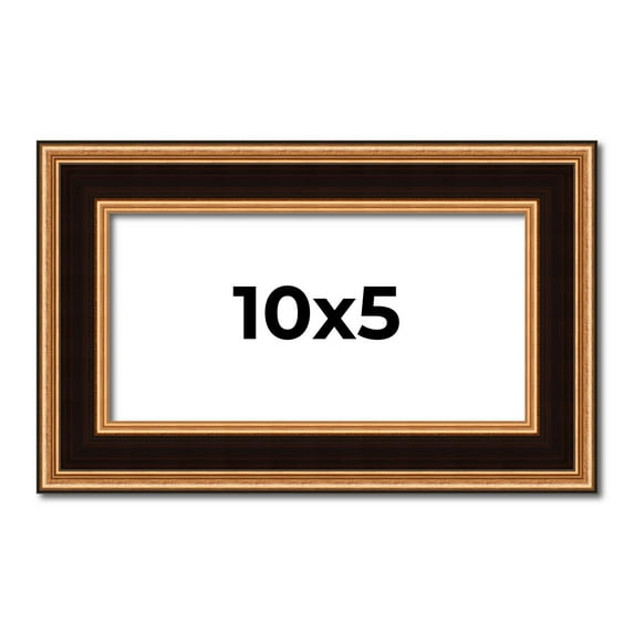 10x5 Frame Gold Brown Plein Air Vintage Solid Wood Picture Frame | 1.75 Inches Moulding Width |